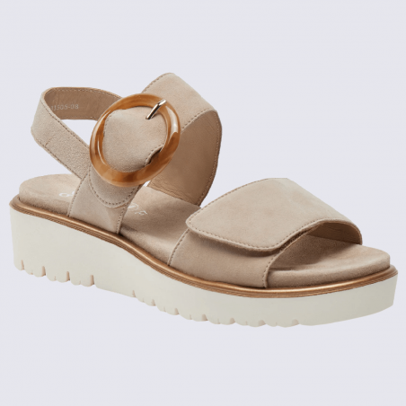 Sandales Ara, sandales compensées tendances femme en cuir beige