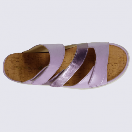 Sandales Waldlaufer, mules tendances métallisées femme en cuir violet lavande