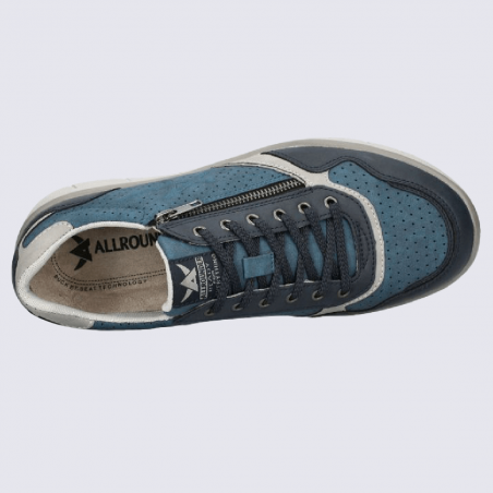 Baskets Allrounder, baskets confortables Majestro homme en cuir bleu indigo