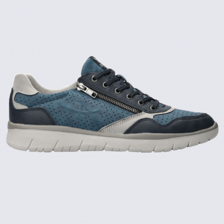 Baskets Allrounder, baskets confortables Majestro homme en cuir bleu indigo