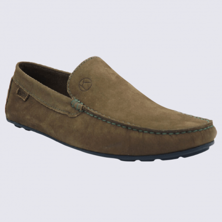 Mocassins Kdopa, mocassins tendances et confortables homme en cuir kaki