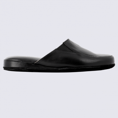 Mules Heller, mules d'intérieur à élastiques Dimaro homme en cuir lisse noir