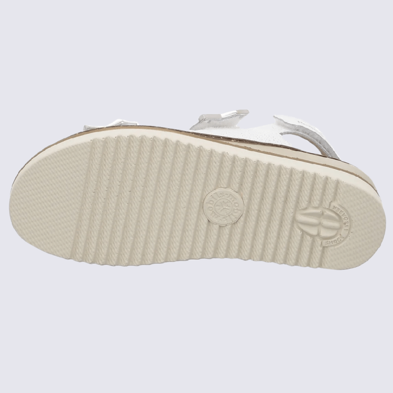 Sandales Mobils, sandales à talons et velcro femme en cuir blanc