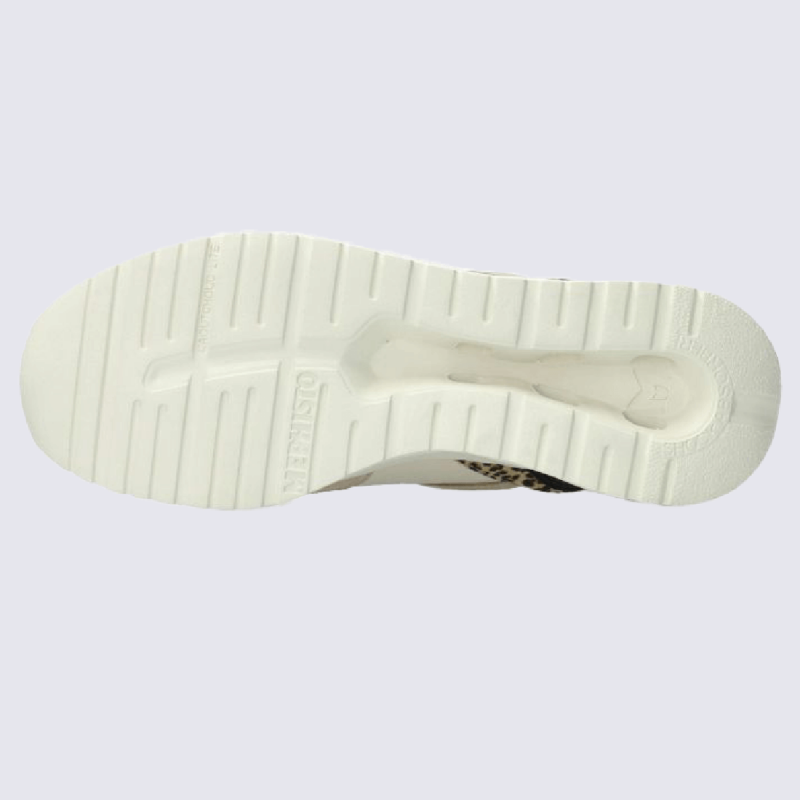 Baskets Mephisto, baskets motif léopard femme en cuir blanc/beige