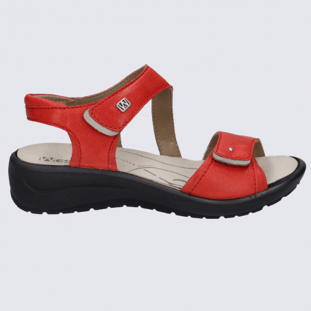 Nu-pieds Westland by Josef Seibel, nu-pieds femme à velcro en cuir rouge