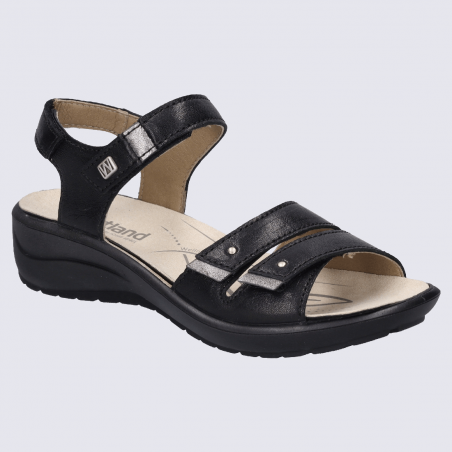 Nu-pieds Westland by Josef Seibel, nu-pieds femme à 2 brides velcro  en cuir noir