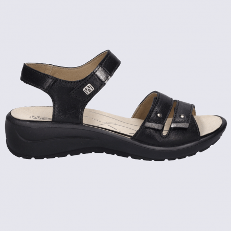 Nu-pieds Westland by Josef Seibel, nu-pieds femme à 2 brides velcro  en cuir noir