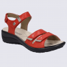Nu-pieds Westland by Josef Seibel, nu-pieds femme à 2 brides velcro en cuir rouge Nu-pieds Westland by Josef Seibel, nu-pieds femme à 2 brides velcro en cuir rouge
