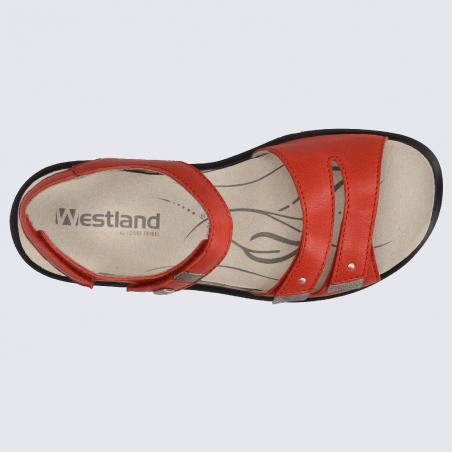 Nu-pieds Westland by Josef Seibel, nu-pieds femme à 2 brides velcro  en cuir rouge