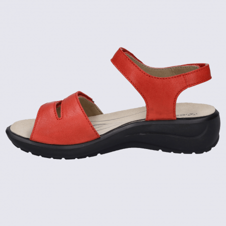 Nu-pieds Westland by Josef Seibel, nu-pieds femme à 2 brides velcro  en cuir rouge