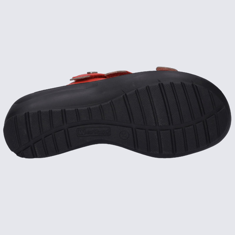 Mules Westland by Josef Seibel, mules femme à 3 brides velcro  en cuir rouge