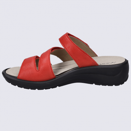 Mules Westland by Josef Seibel, mules femme à 3 brides velcro  en cuir rouge