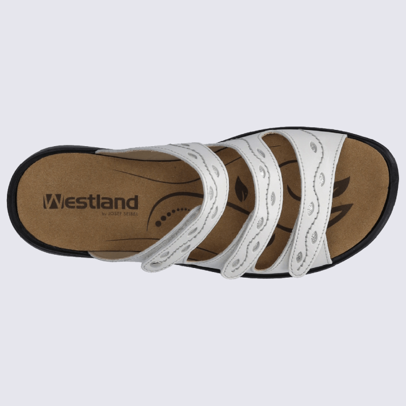 Mules Westland by Josef Seibel, mules nu-pieds femme en cuir blanc