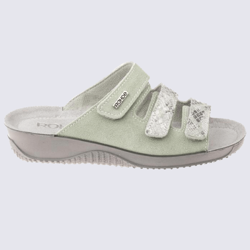 Mules Femme Rohde 5772 Cremona - Cuir Confortable Avec Semelle Amovible Et Velcro
