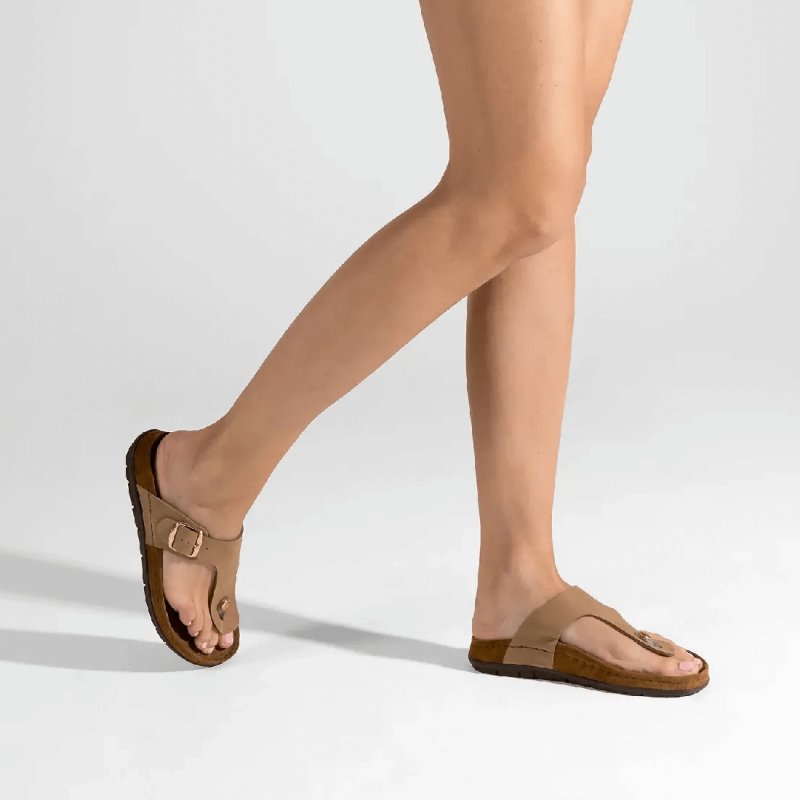 Mules Rohde, mules entre-doigts tendances femme en cuir beige nature