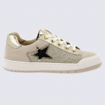 Baskets Bellamy, baskets tendances motif étoile doré fille beige
