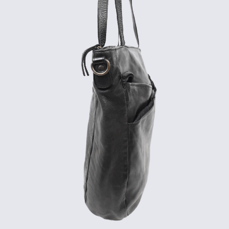 Sac cabas cuir noir femme hotsell