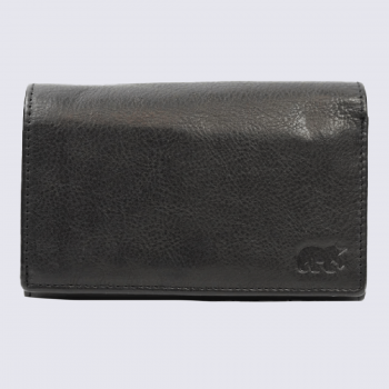Portefeuille Bear, portefeuilles à rabat pression femme en cuir noir