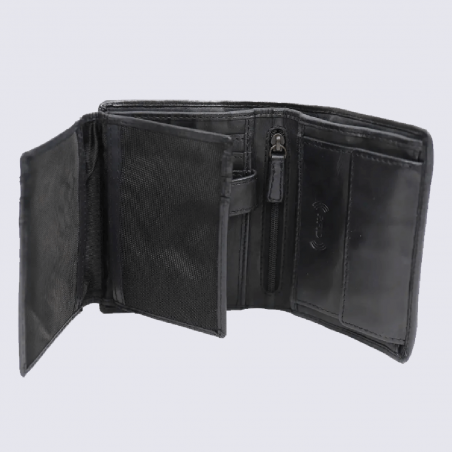 Portefeuille Bear, portefeuilles unisexe en cuir noir