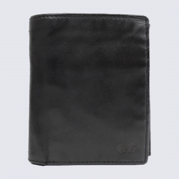 Portefeuille Bear, portefeuilles unisexe en cuir noir