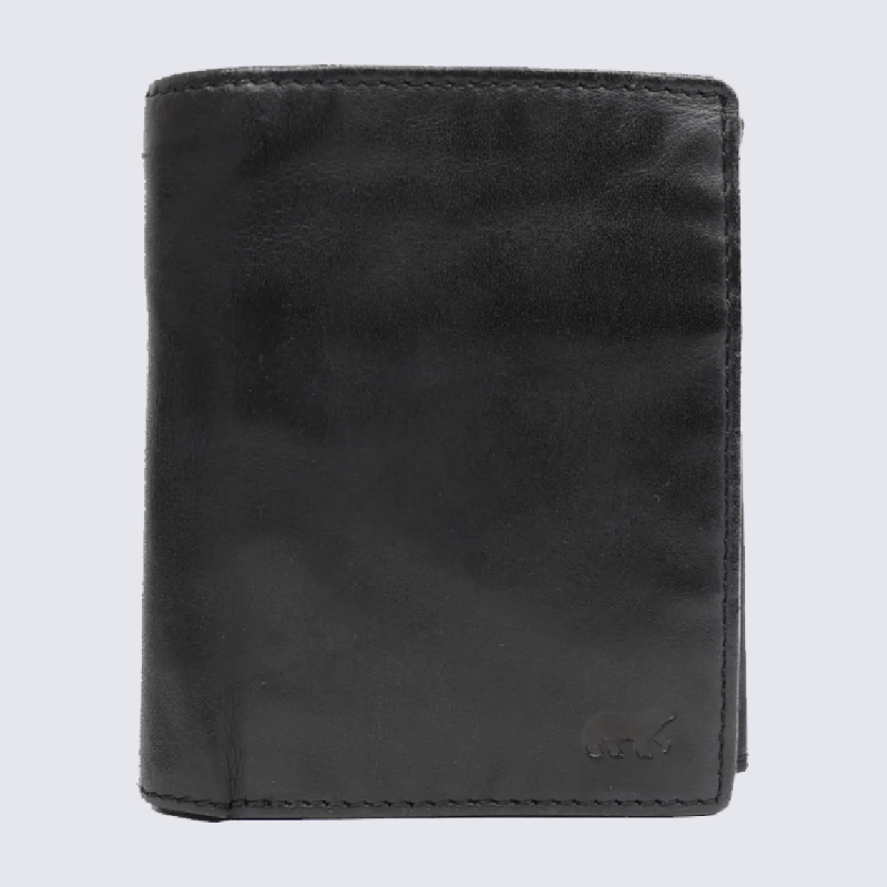 Portefeuille Bear, portefeuilles unisexe en cuir noir