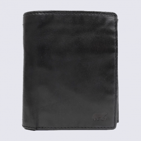 Portefeuille Bear, portefeuilles unisexe en cuir noir