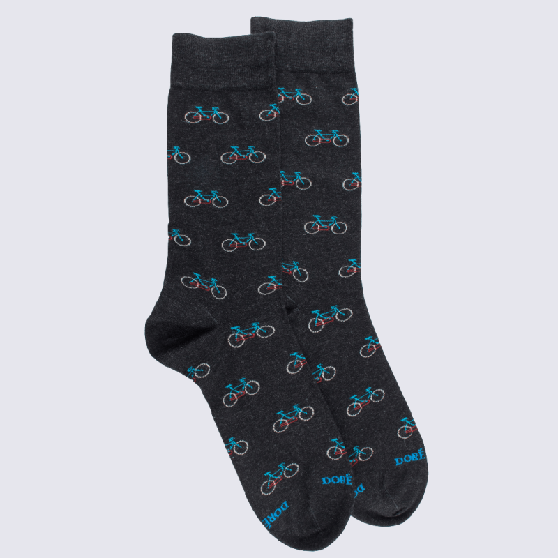 Chaussettes Dore Dore chaussettes motif velo homme en coton anthracite I Igert Chausseur Maroquinier Dannemarie