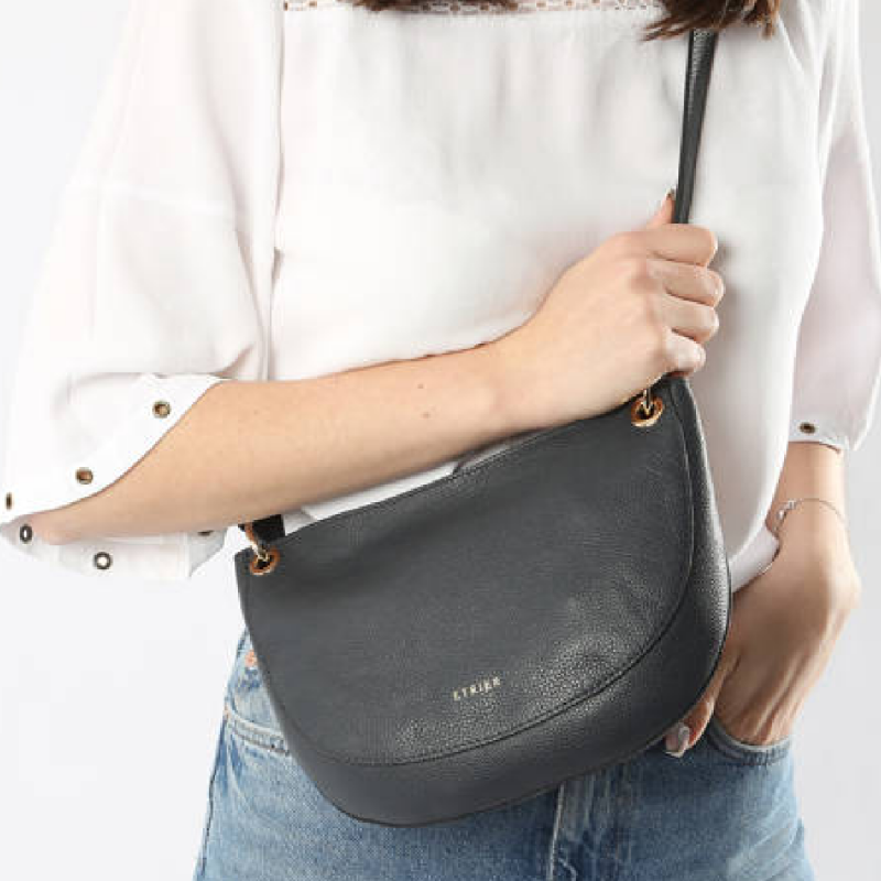 Sac à bandoulière Etrier, sac à bandoulière M Tradition femme en cuir bleu marine