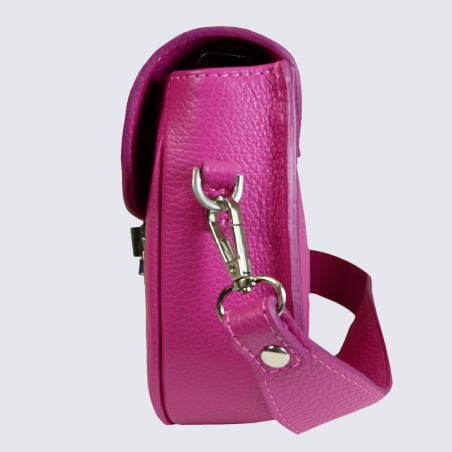Sac porté épaule Charlotte, sac porté épaule femme en cuir rose fuschia Sac porté épaule Charlotte, sac porté épaule femme en cuir rose fuschia
