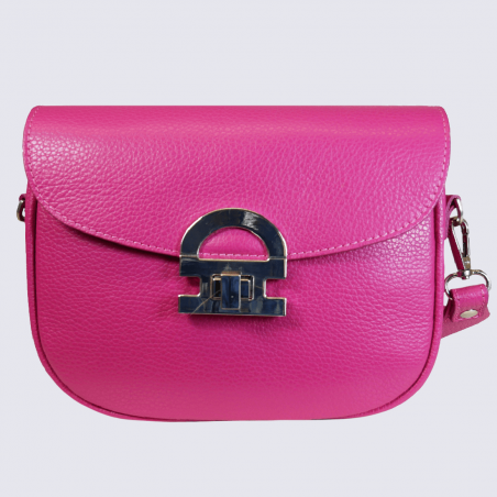 Sac porté épaule Charlotte, sac porté épaule femme en cuir rose fuschia Sac porté épaule Charlotte, sac porté épaule femme en cuir rose fuschia