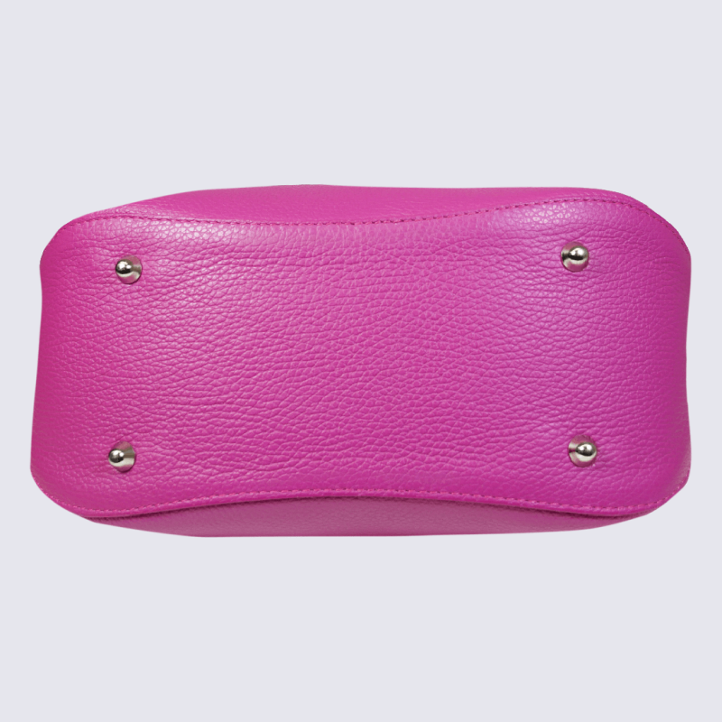 Sac à main Charlotte, sac à main tendance femme en cuir rose fuschia