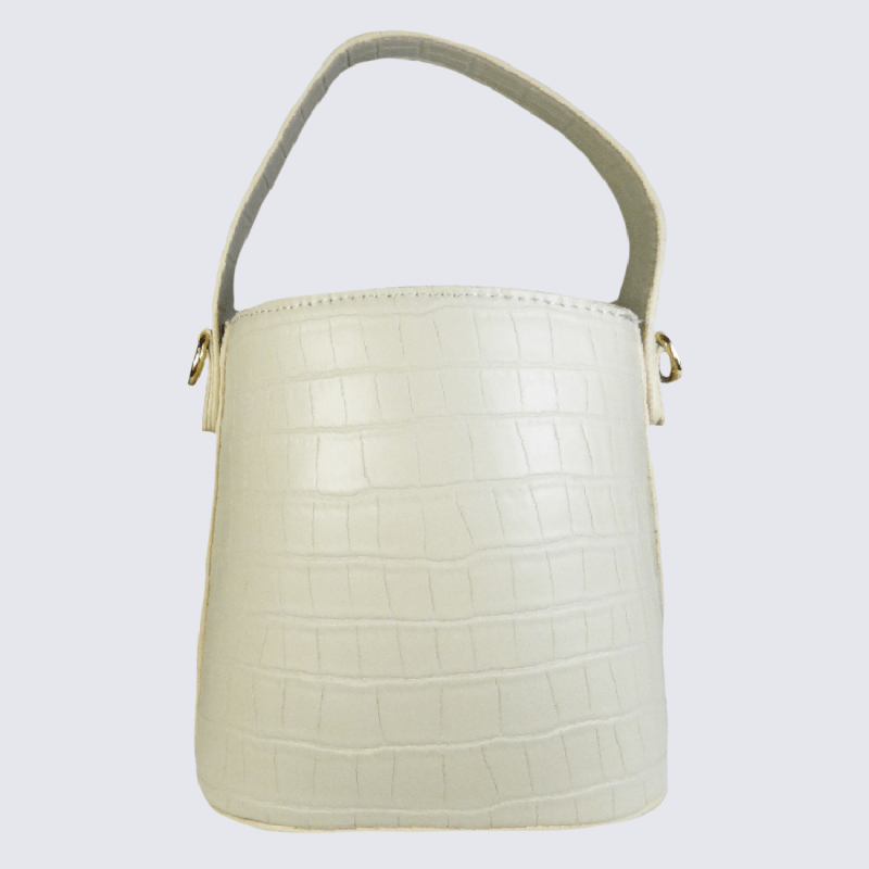 Sac à main Georges Rech, petit sac à main effet croco femme écru