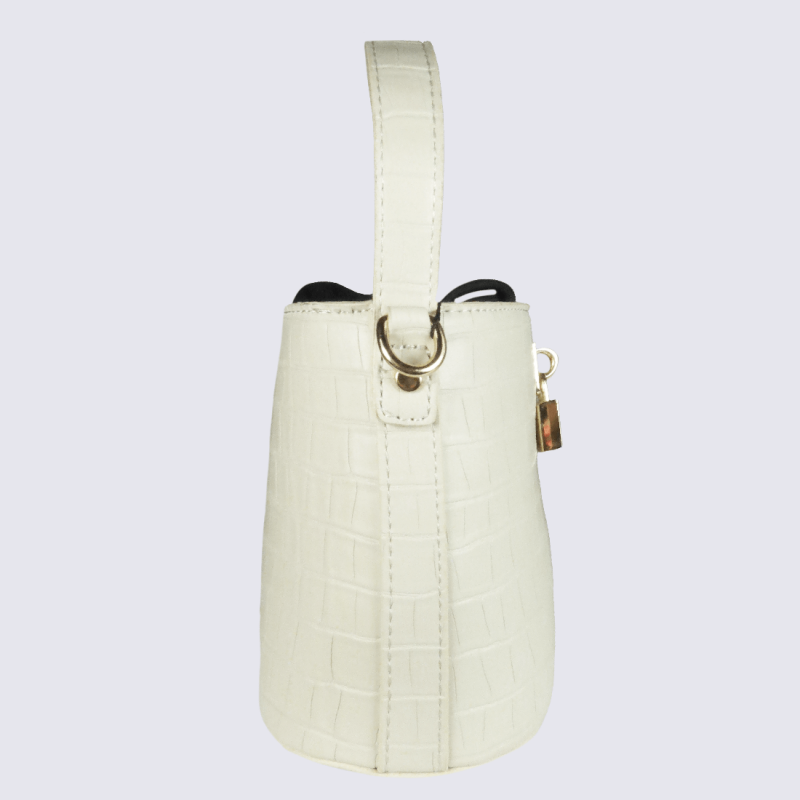 Sac à main Georges Rech, petit sac à main effet croco femme écru