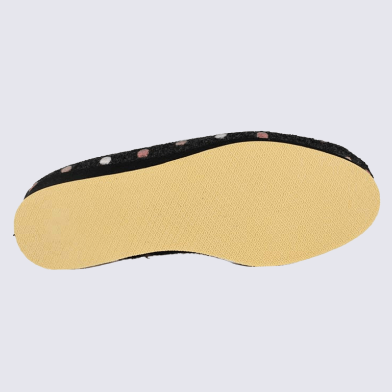 Chaussons Semelflex, chaussons charentaises fourrés motif a pois femme en textile anthracite
