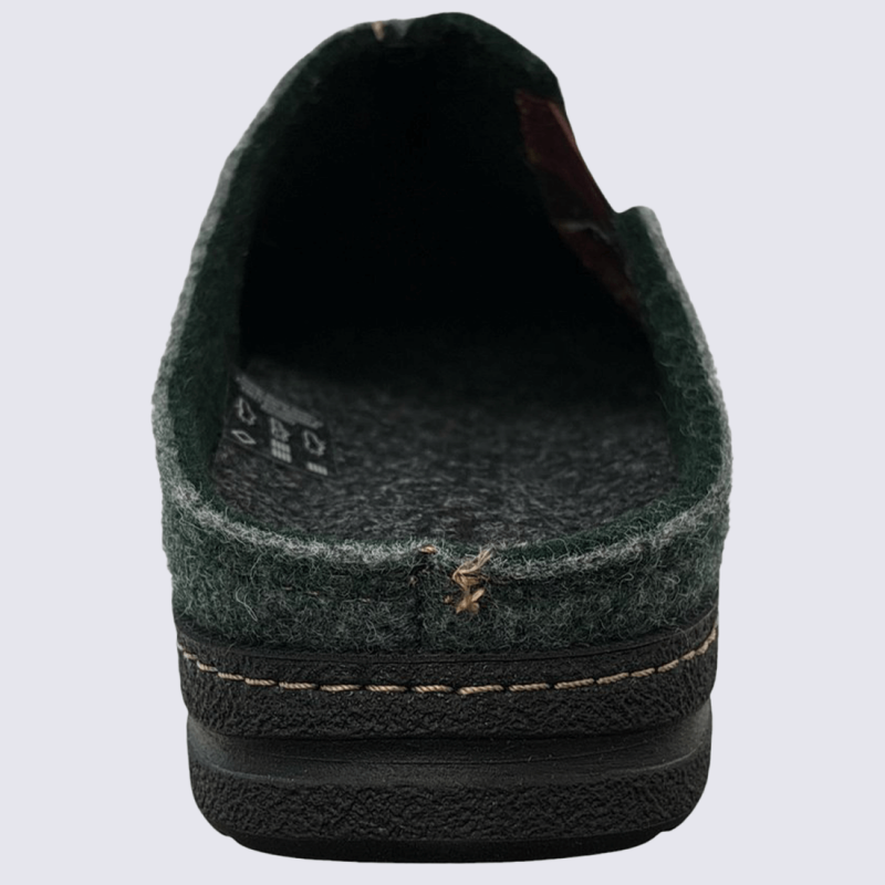 Mules Rohde mules confortable et chaude homme en cuir et textile vert Igert Chaussures Maroquinerie