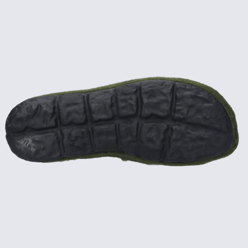 Mules Josef Seibel, mules confortables et chic femme motif feuillage en textile olive