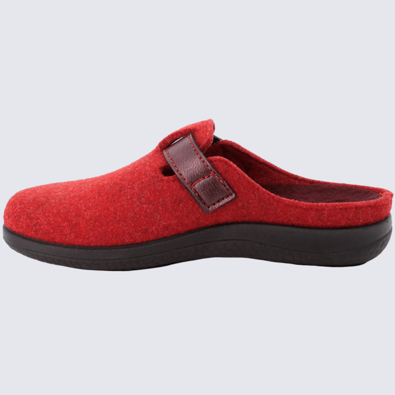 Mules Rohde, mules douillette et agréable à porter femme en textile rouge