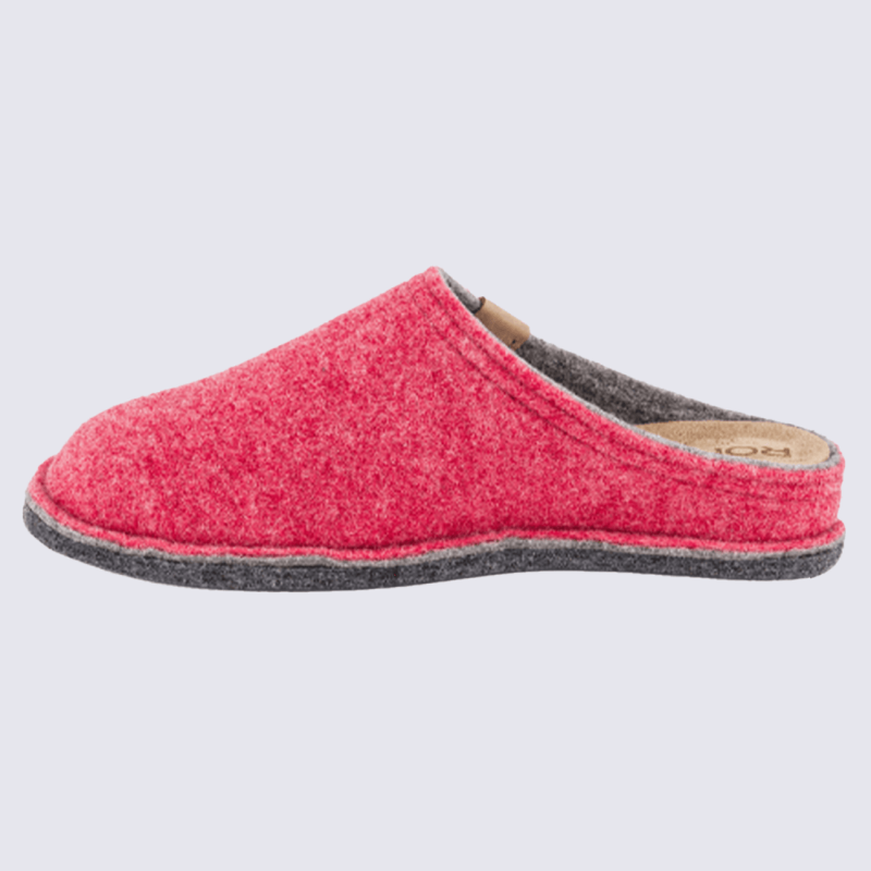 Mules Rohde, mules confortable et chaude femme en laine et feutre rouge