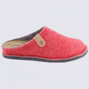 Mules Rohde, mules confortable et chaude femme en laine et feutre rouge