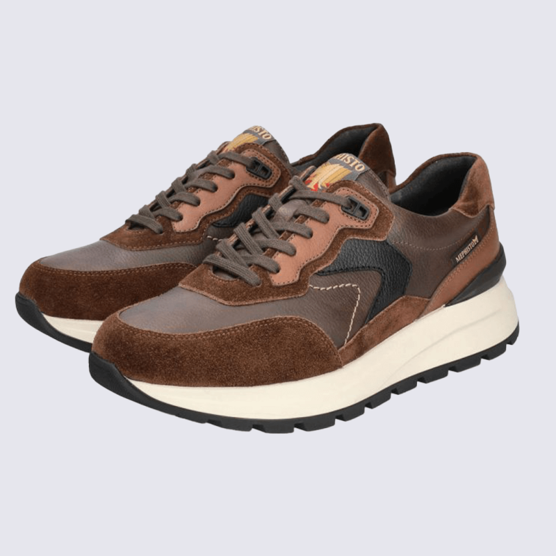 Basket Mephisto, basket agréable et chic homme en cuir marron