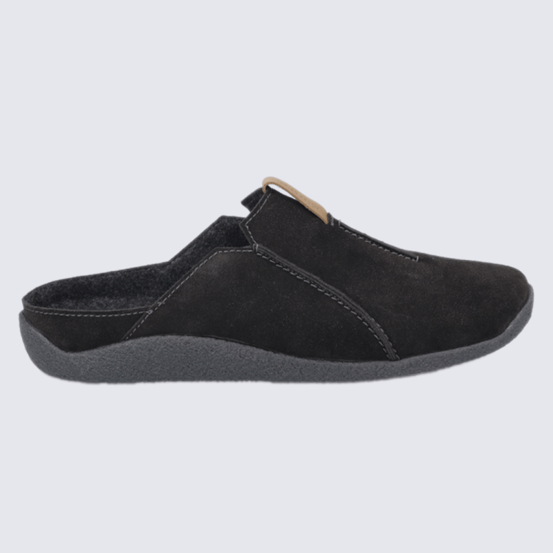 Mules Josef Seibel, mules élégantes et confortable homme en cuir noir