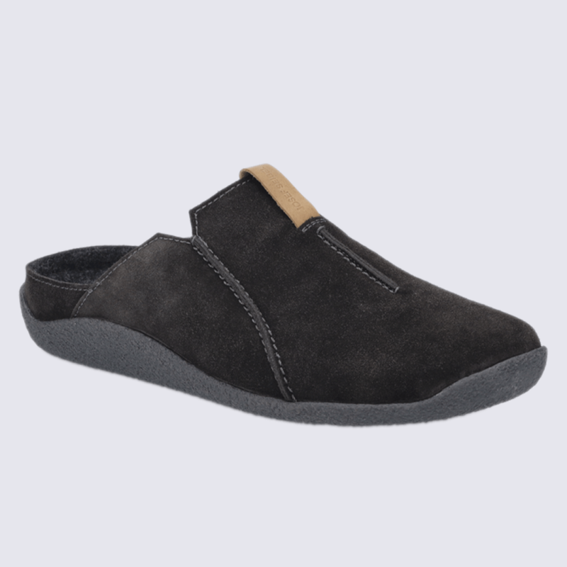 Mules Josef Seibel, mules élégantes et confortable homme en cuir noir