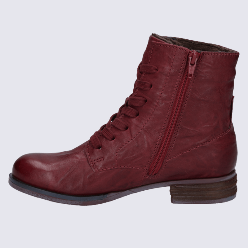 Bottines Josef Seibel, bottines zippées confortables femme en cuir rouge
