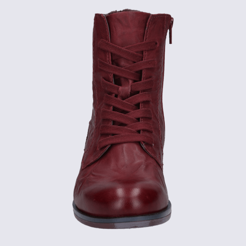 Bottines Josef Seibel, bottines zippées confortables femme en cuir rouge