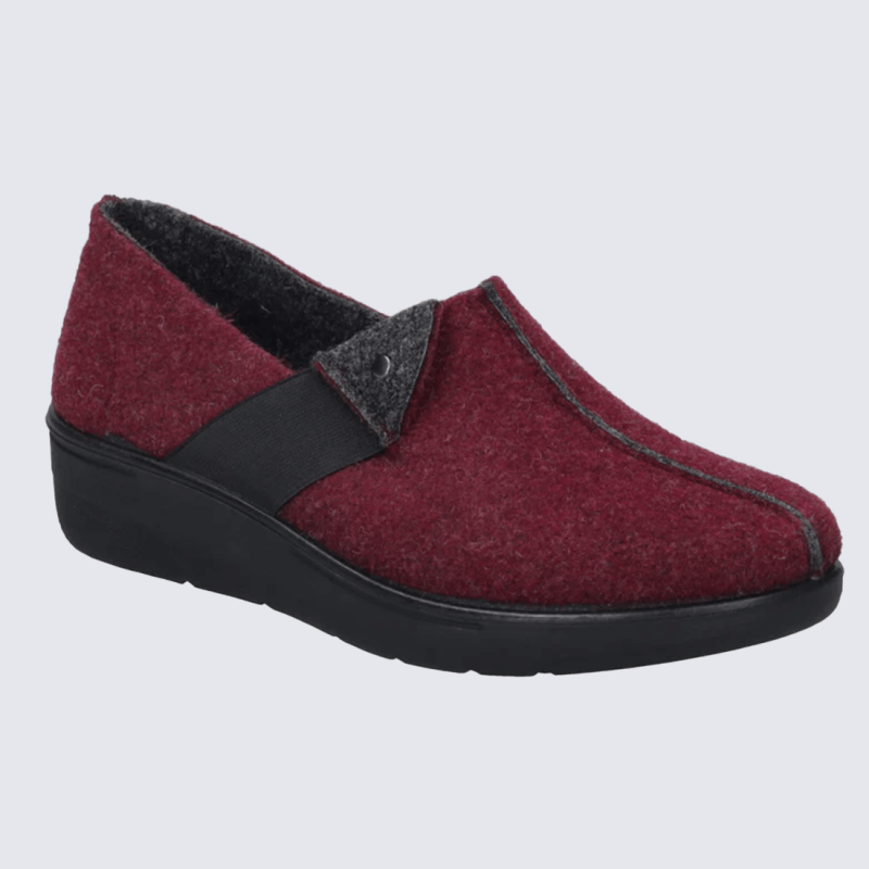 Pantoufles Josef Seibel, Pantoufles chaude et classe femme en textile bordeaux