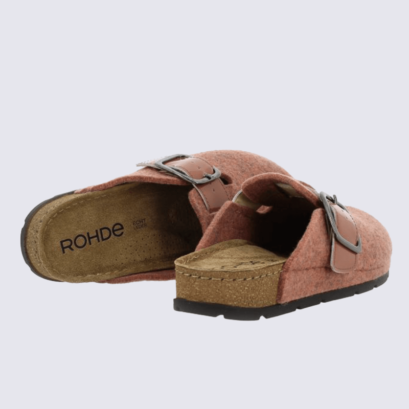 Mules Rohde, mules confortable et moderne femme en textile vieux rose