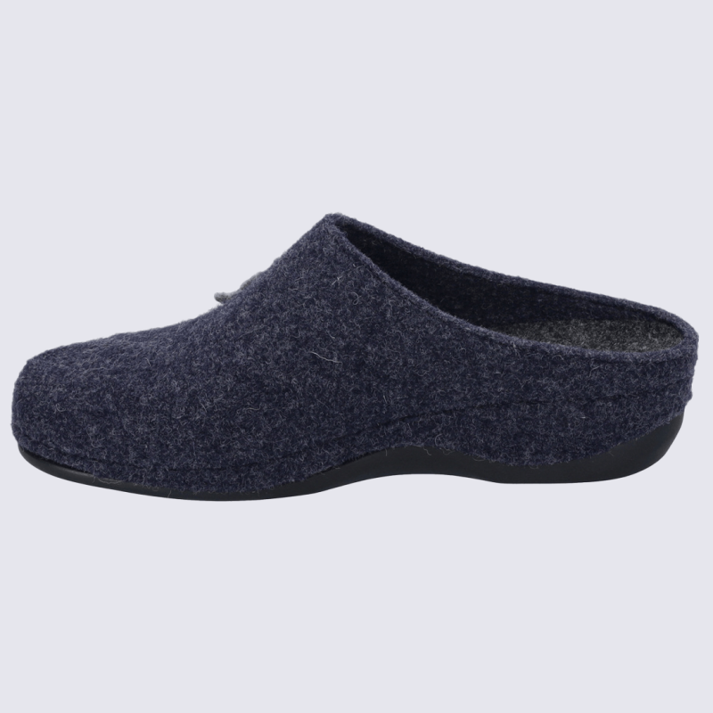Mules Josef Seibel, mules moderne motif feuille femme en textile bleu marine