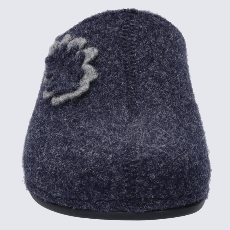 Mules Josef Seibel, mules moderne motif feuille femme en textile bleu marine