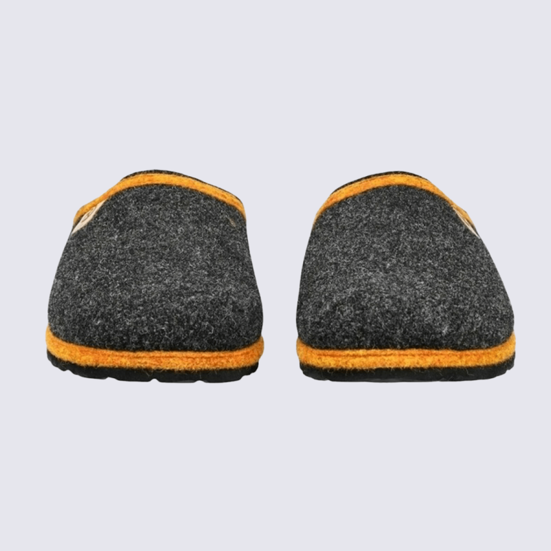 Mules Rohde, mules tendance et confort homme en feutre de laine et textile anthracite