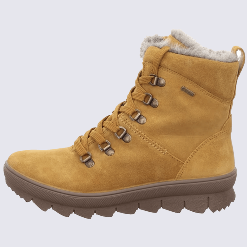 Bottines montantes Legero, bottines doublure chaude Gore-Tex femme en daim jaune
